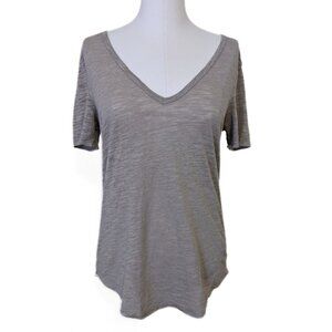 Wilfred Free V-Neck T-Shirt Grey Sheer Casual Flowy Relaxed Fit Heather Size S